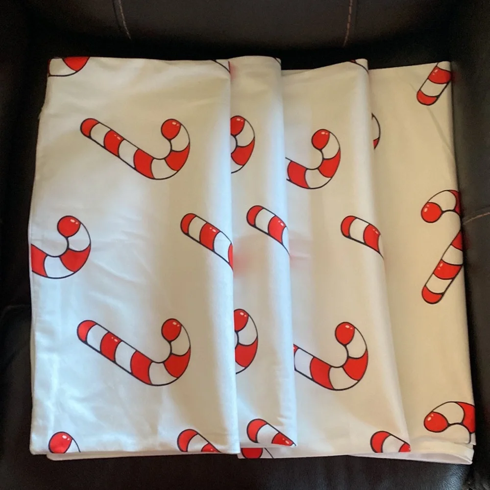 Christmas Cane Print Cushion Cover Without Filler. 4 Set